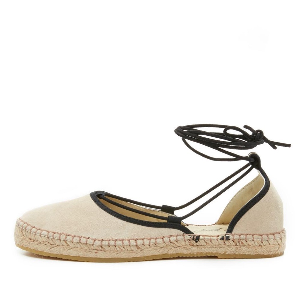 Free People Marina Tan Suede Wrap Around Espadrille Flats Size 39